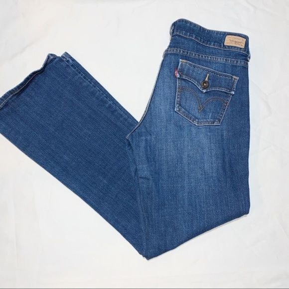 Levi's 526 Mid Rise Dark Wash Slender Bootcut Cotton Blend Denim Jeans Size 10 - Picture 6 of 9